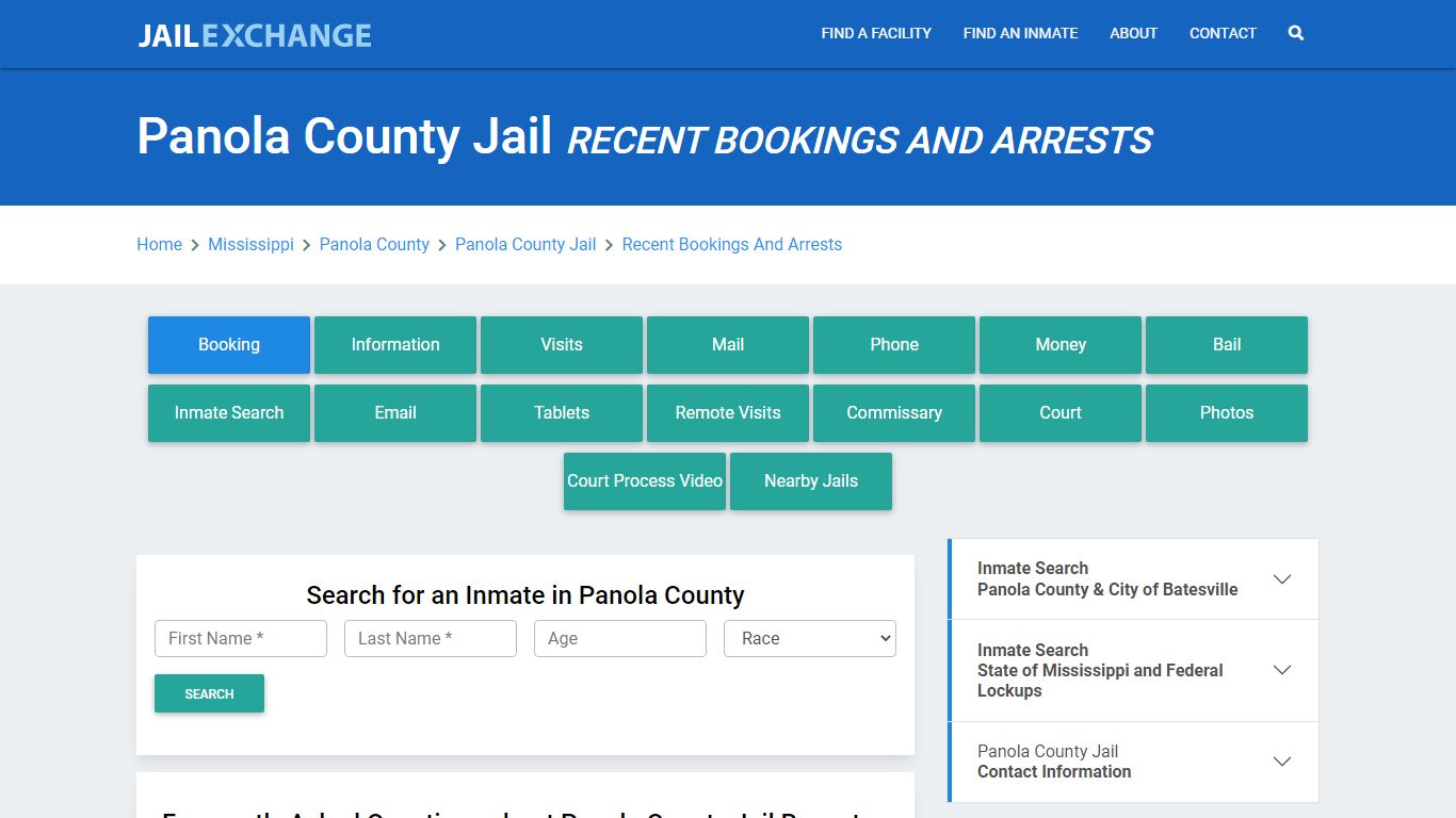 Panola County Jail MS Recent Arrests and Bookings - Jail Exchange