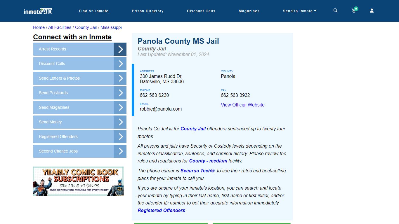 Panola County MS Jail - Inmate Locator